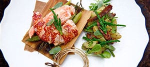 BBQ Lobster with Sea Vegetable and Potato Salad recipe